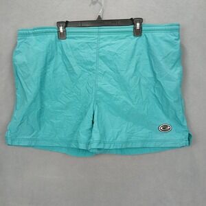 Vintage Bike Swim Shorts Mens Large Aqua Blue Logo Mesh Lined Nylon Athletic
